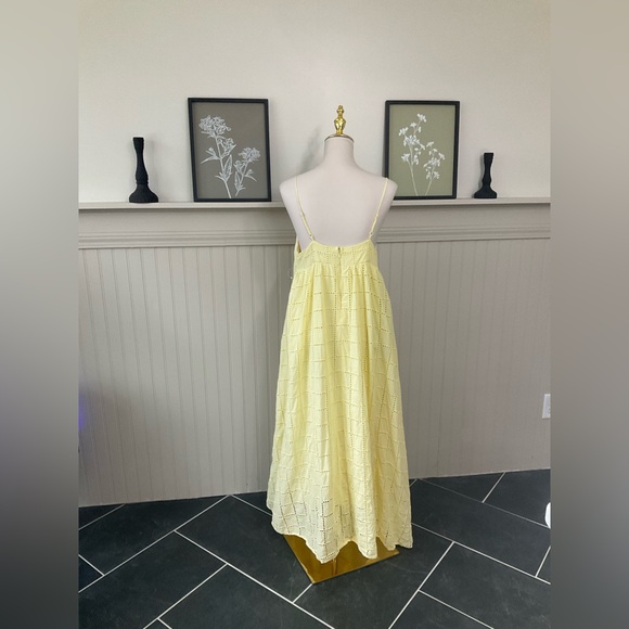Petal & Pup Yellow Eyelet Midi Dress Spaghetti Strap Cotton Large - Picture 2 of 6